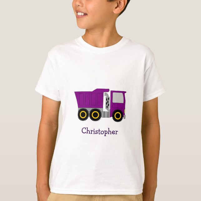 Purple Truck Design Personalised T Shirt (Framsida)