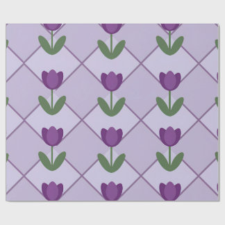 Purple Tulip Pattern – Geometric Floral Seamless Presentpapper