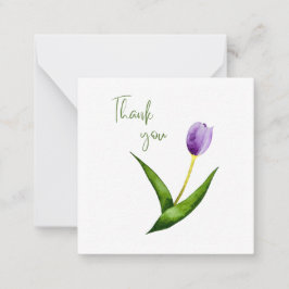 Purple Tulip Thank You Flat Notecard  Anteckningskort