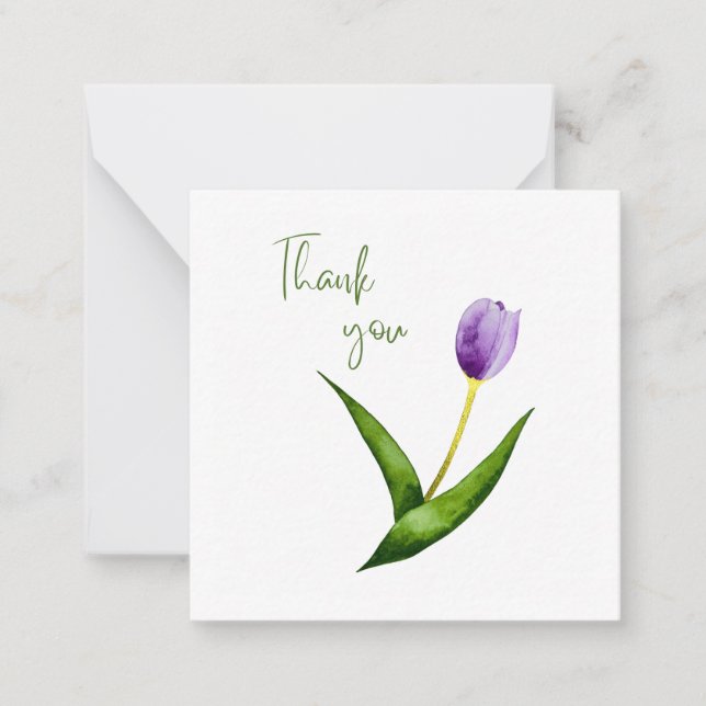 Purple Tulip Thank You Flat Notecard  Anteckningskort (Framsida)