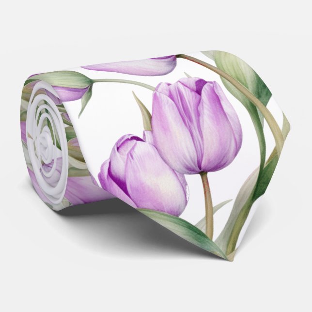 Purple Tulips Neck Tie Slips (Rullad)