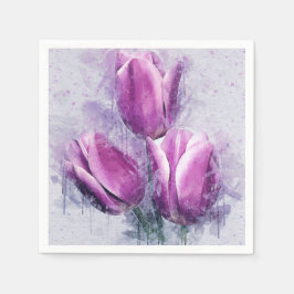 Purple Tulips Paper Napkins Pappersservett
