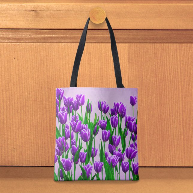 Purple Tulips Tote Bag Tygkasse (Tote bag with purple tulips)