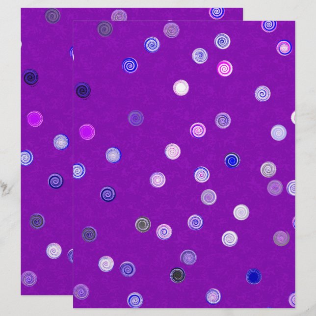 Purple Twisty Polka Dot Spiral 2-Sided Scrap Paper (Fram/baksida)