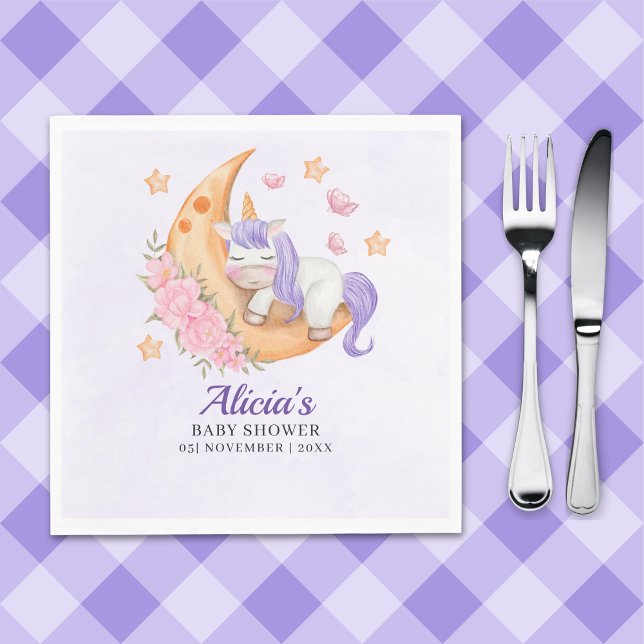 Purple Unicorn Baby Shower Girl Pappersservett (Skapare uppladdad)