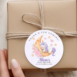Purple Unicorn Baby Shower Girl Runt Klistermärke