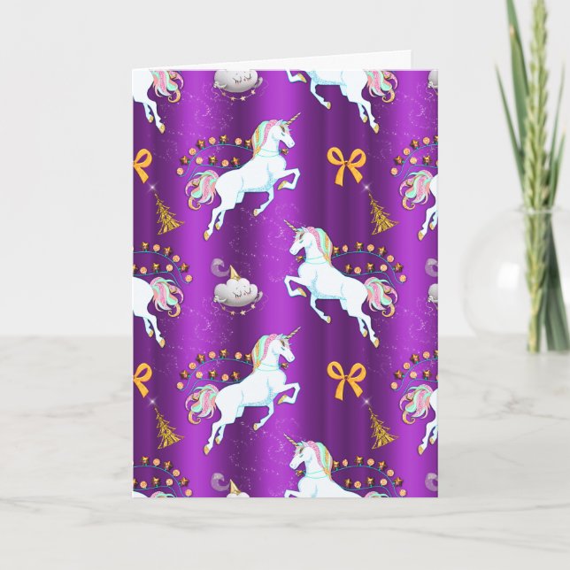 Purple Unicorn Christmas Kort (Framsida)