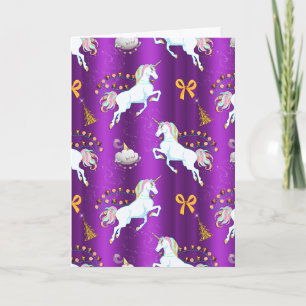 Purple Unicorn Christmas Kort