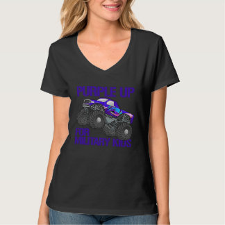 Purple Up For Military Kids Monster Truck Boys Pur T Shirt