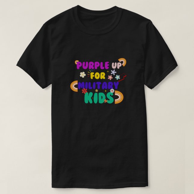 PURPLE UP FOR  MILITARY KIDS T SHIRT (Design framsida)