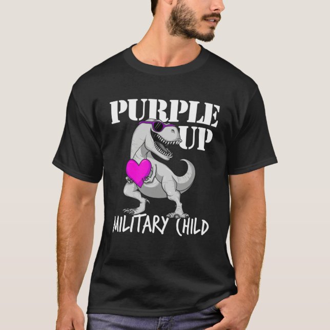 Purple Up Military Child Rex Dinosaur Boys Purple  T Shirt (Framsida)