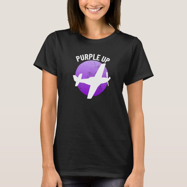 Purple Up P51 Mustang Military Kids boys P 51 Purp T Shirt (Framsida)