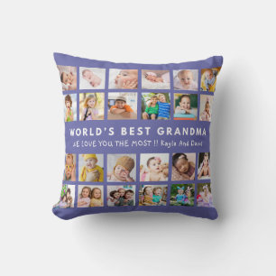 Purple Världens Bästa Mormor Barnbarn 24 Foto Kudde