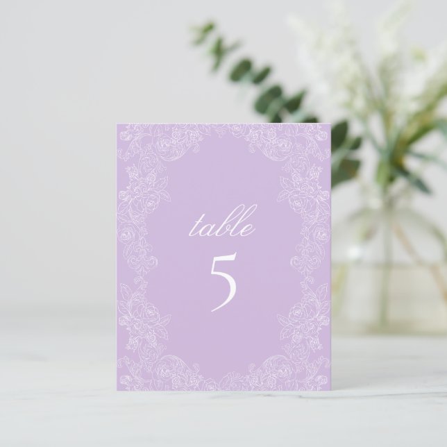 Purple Victorian Wedding Table Number Sign (Stående Fram)