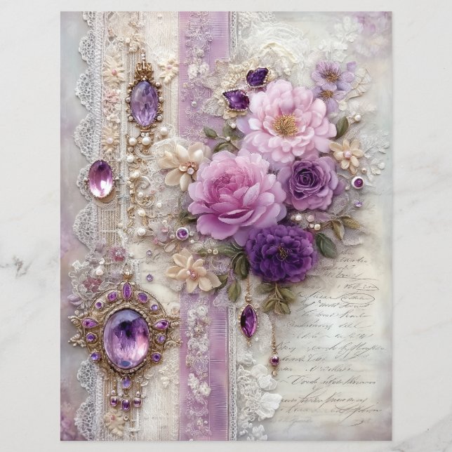 Purple Vintage Junk Journal Scrapbook Paper (Framsida)