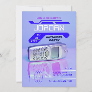 PURPLE VINTAGE PHONE FUTURISTIC BIRTHDAY INBJUDNINGAR