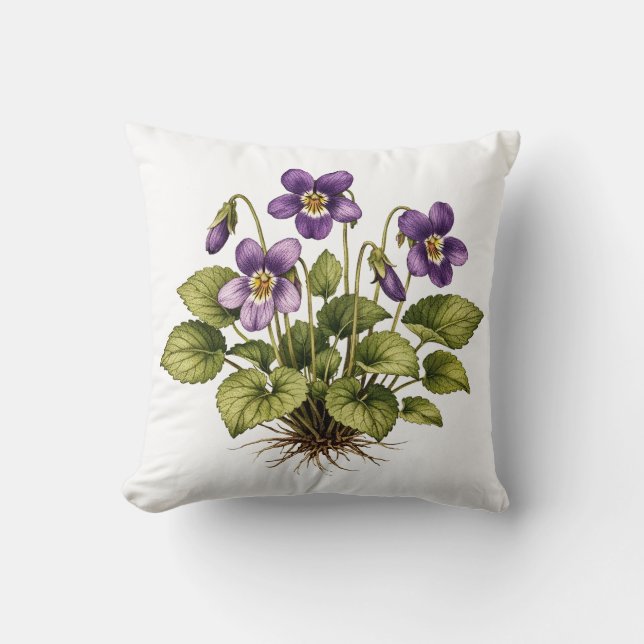 Purple Violet Vintage Style Botanical  Kudde (Framsida)