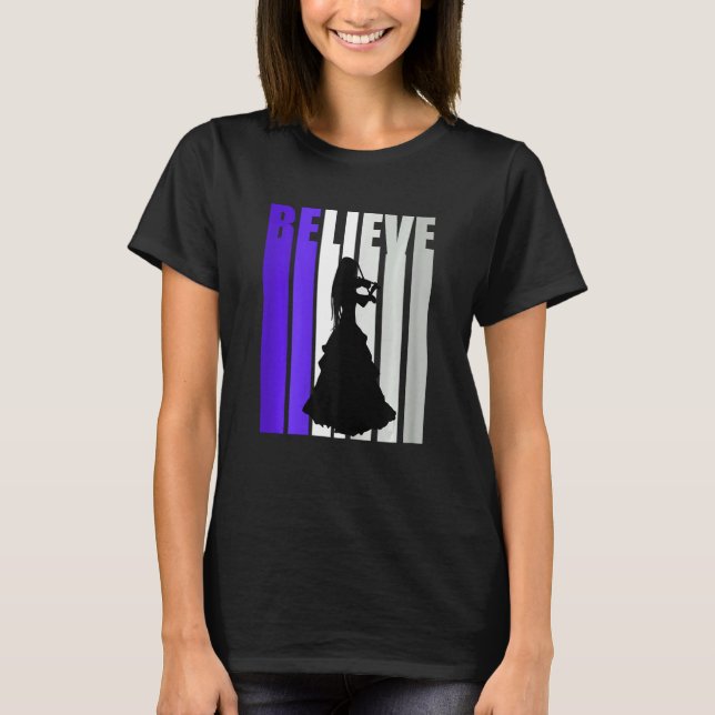 Purple Violin Retro Girls Text Violinist Quotes Wo T Shirt (Framsida)