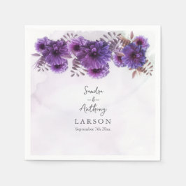 Purple Watercolor Chrysanthemum Wedding Pappersservett