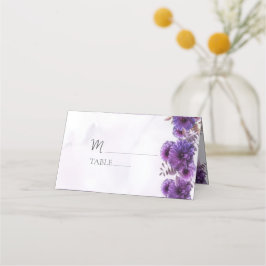Purple Watercolor Chrysanthemum Wedding Place Card Placeringskort