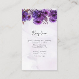 Purple Watercolor Chrysanthemum Wedding Reception Tilläggskort