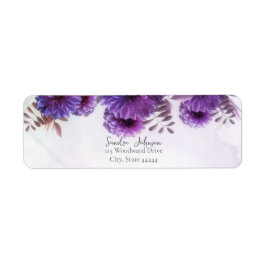 Purple Watercolor Chrysanthemum Wedding Returadress Etikett