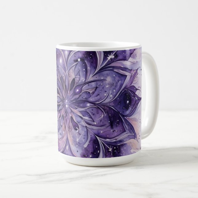 Purple Watercolor Floral Mandala Kaffemugg (Framsida höger)