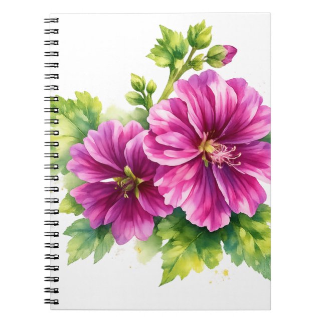 Purple Watercolor Flower Illustration  Anteckningsbok (Framsidan)