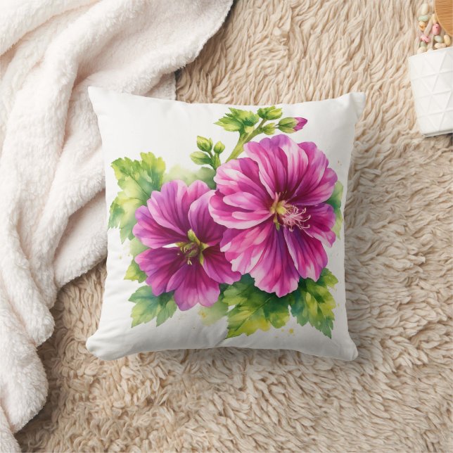 Purple Watercolor Flower Illustration  Kudde (Filt)