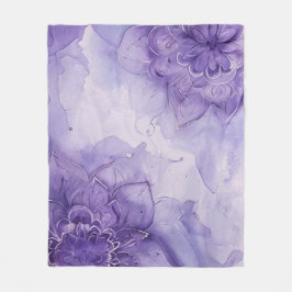 Purple watercolor mandala floral fleecefilt
