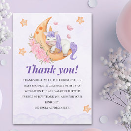 Purple Watercolor Unicorn Baby Shower  Tack Kort