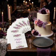 Purple watercolor wildflowers napkins