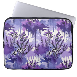 Purple Watercolor with Florals Laptop Fodral