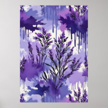 Purple Watercolor with Florals