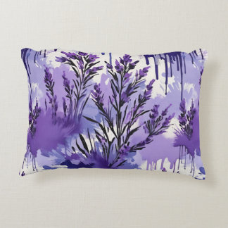 Purple Watercolor with Florals Prydnadskudde