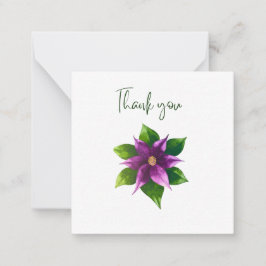 Purple Watercolour Flower Thank You Flat Notecard Anteckningskort