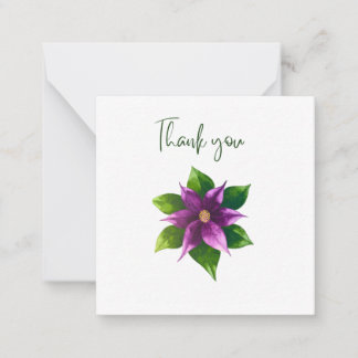 Purple Watercolour Flower Thank You Flat Notecard Anteckningskort