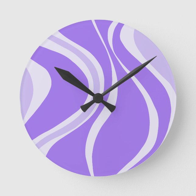 Purple Waves Wall Clock Rund Klocka (Framsida)