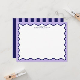 Purple Wavy Frame Note Card with Striped Back Inbjudningar