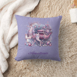 Purple Whimsical Christmas Reindeer Kudde