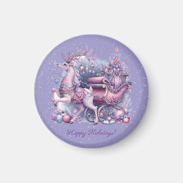 Purple Whimsical Magical Reindeer Magnet