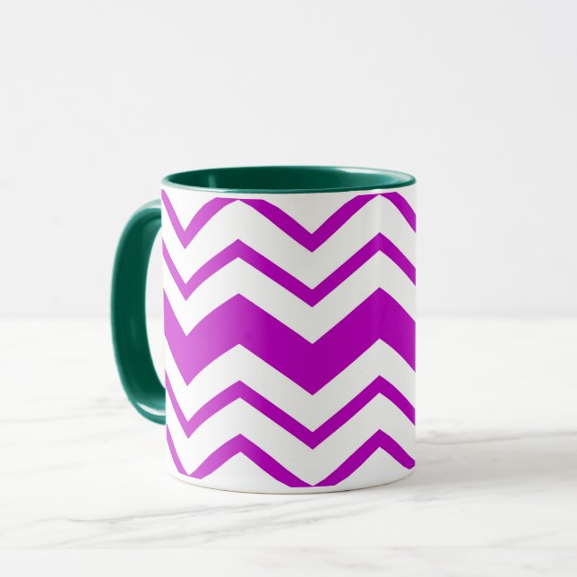 Purple White Chevron Zigzag Pattern Design  Mugg (Framsida vänster)