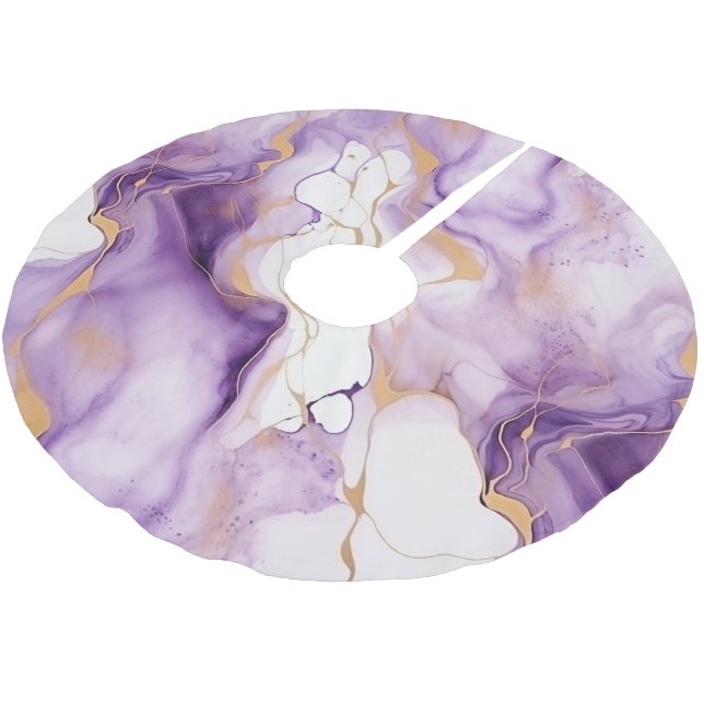 Purple White Gold Abstract  Julgransmatta Borstad Polyester (Vinklad)