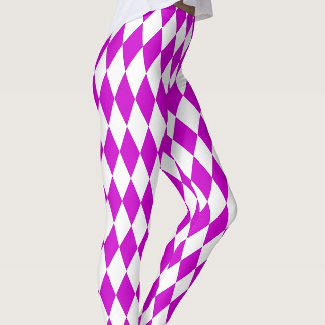 Purple White Harlequin Diamonds Checkers Design  Leggings (Skapare uppladdad)