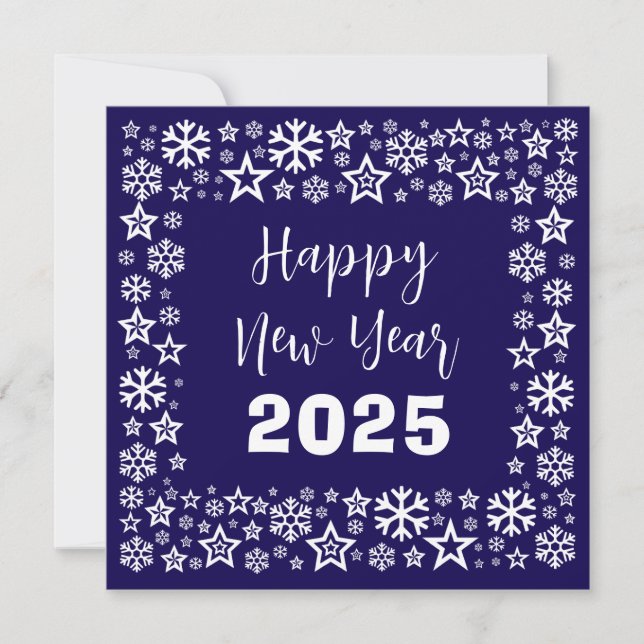 Purple white Square wish card with golden stars Julkort (Framsida)