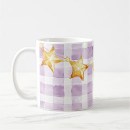 Purple White Stripes Gold Stars Baby Shower Kaffemugg