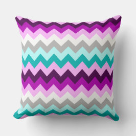 Purple White Teal Chevrons Big Throw Pillow Kudde
