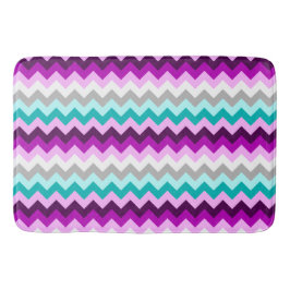 Purple White Teal Chevrons Large Bath Mat Badrumsmatta