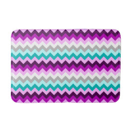 Purple White Teal Chevrons Medium Bath Mat Badrumsmatta