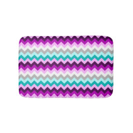 Purple White Teal Chevrons Small Bath Mat Badrumsmatta